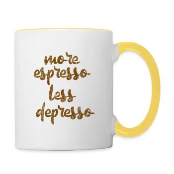 More Espresso Less Depresso 3 - Tasse zweifarbig - Weiß/Gelb - Rechts