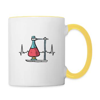 Chimie chimiste Laboratoire de chimie chimiste - Mug contrasté - blanc/jaune - Droite