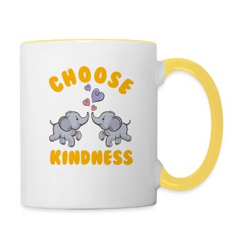 Elephant - Choose Kindness - Zoo - Tasse zweifarbig - Weiß/Gelb - Rechts