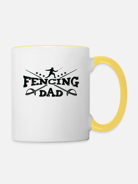 Fencing Dad Fechten Fechter Papa - Tasse zweifarbig - Weiß/Gelb