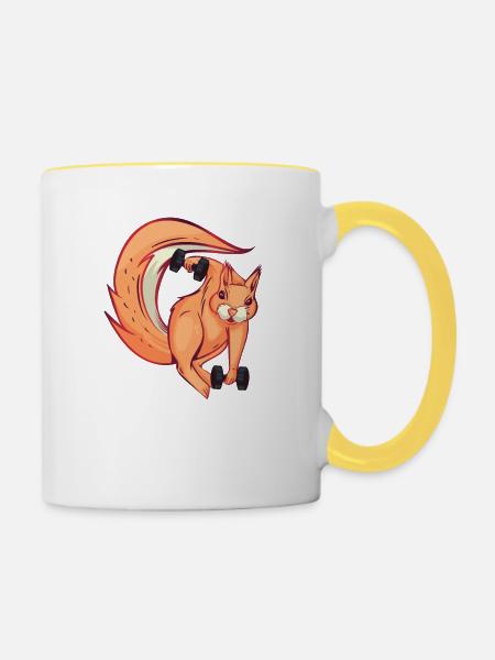 Eichhörnchen - Tasse zweifarbig - Weiß/Gelb