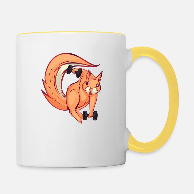 Eichhörnchen - Tasse zweifarbig - Weiß/Gelb