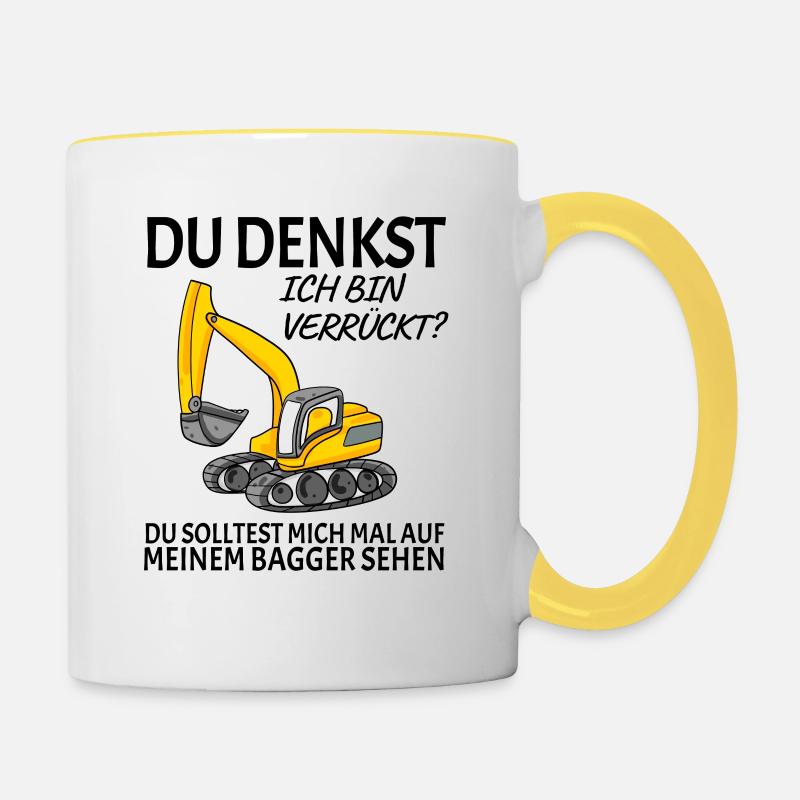 Baggerfahrer Bagger - Tasse zweifarbig - Weiß/Gelb