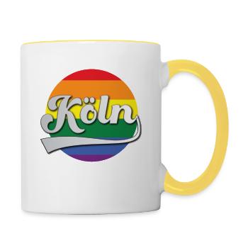 Köln Regenbogen Tshirt Geschenk - Contrasting Mug - white/yellow - Right