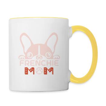 French bulldog frenchie mom - Contrasting Mug - white/yellow - Right