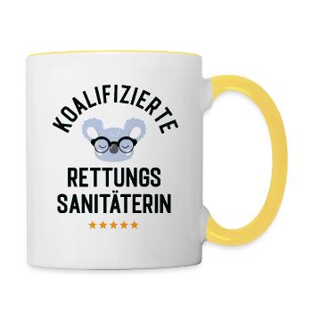 Koalifizierte Rettungssanitäterin Geschenk Lustig - Tasse zweifarbig - Weiß/Gelb - Rechts