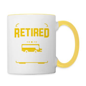 Drôle de chauffeur de bus à la retraite Hommes Femmes Cadeau de retraite - Mug contrasté - blanc/jaune - Droite