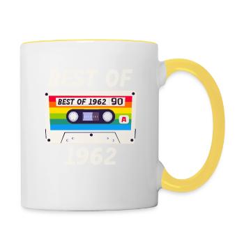 Best of 1962 Rétro Vintage Music Cassette Mixtape - Mug contrasté - blanc/jaune - Droite