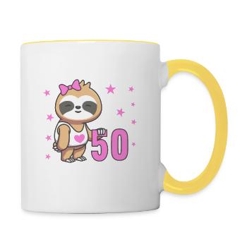 Ich hasse es mit 50 so gut auszusehen 50. Jahre - Tasse zweifarbig - Weiß/Gelb - Rechts
