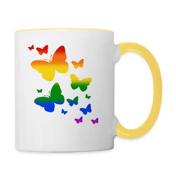 Papillons LGTBQ Pride - Mug contrasté - blanc/jaune - Droite