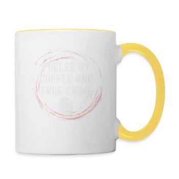 Drôle de café amateur alimenté par le café et le vrai crime - Mug contrasté - blanc/jaune - Droite