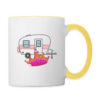 Camping Queen - Tasse zweifarbig - Weiß/Gelb - Rechts
