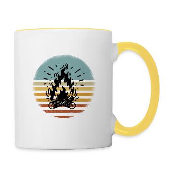 Lagerfeuer Camping Campen - Tasse zweifarbig - Weiß/Gelb - Rechts