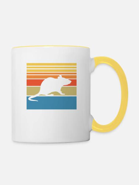Maus - Tasse zweifarbig - Weiß/Gelb