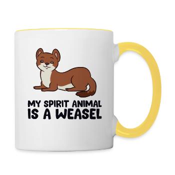 Drôle de fée de belette Mon animal est un - Mug contrasté - blanc/jaune - Droite