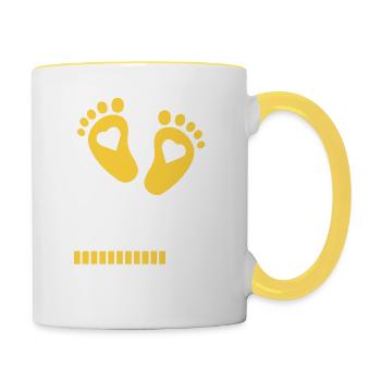 bébé loading spruch - Mug contrasté - blanc/jaune - Droite