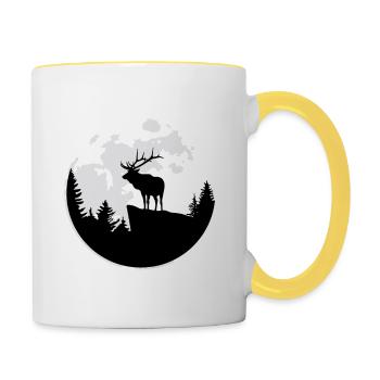 Elch Geschenk Hirsch Wild Natur Wald Hirsch - Tasse zweifarbig - Weiß/Gelb - Rechts