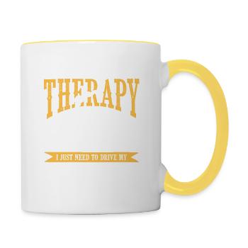 tractor therapy farm - Contrasting Mug - white/yellow - Right