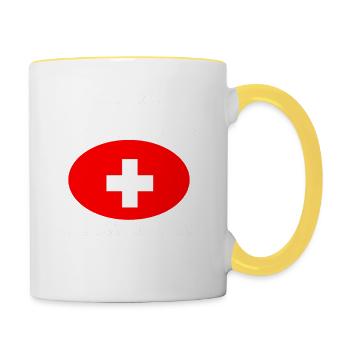 Ich Muss Gar Nichts Ich Muss Nur In Die Schweiz - Tasse zweifarbig - Weiß/Gelb - Rechts