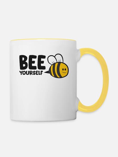 Bee Yourself Love Bee - Tasse zweifarbig - Weiß/Gelb