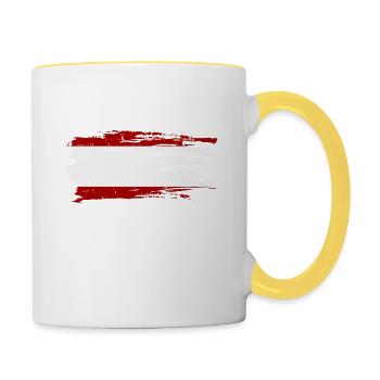 Österreichische Familie Österreich Österreicher - Tasse zweifarbig - Weiß/Gelb - Rechts