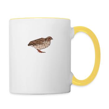 Nur noch eine Wachtel I Zwergwachtel Motiv für - Tasse zweifarbig - Weiß/Gelb - Rechts