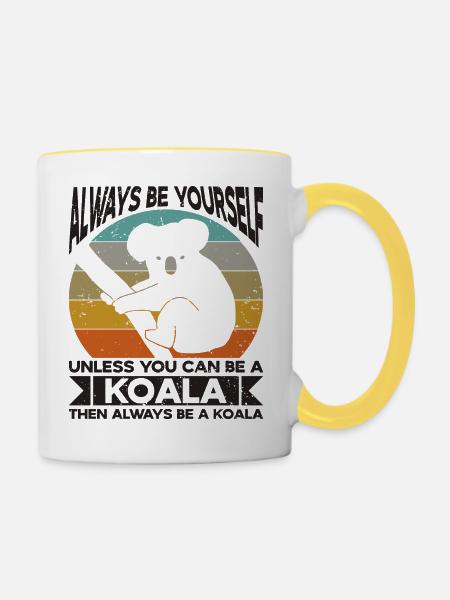 Koala Koalabär Koalas - Tasse zweifarbig - Weiß/Gelb