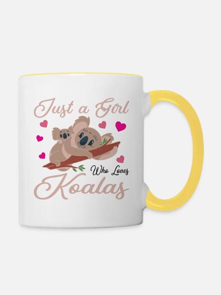 Koala Koalabär Koalas - Tasse zweifarbig - Weiß/Gelb