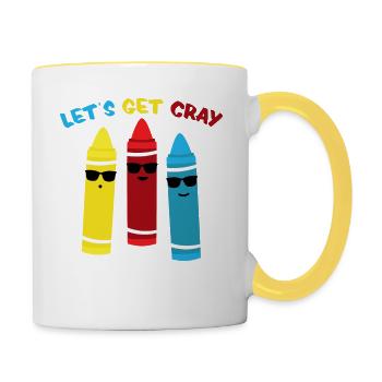 Wax crayons chalk pencil painting - Contrasting Mug - white/yellow - Right