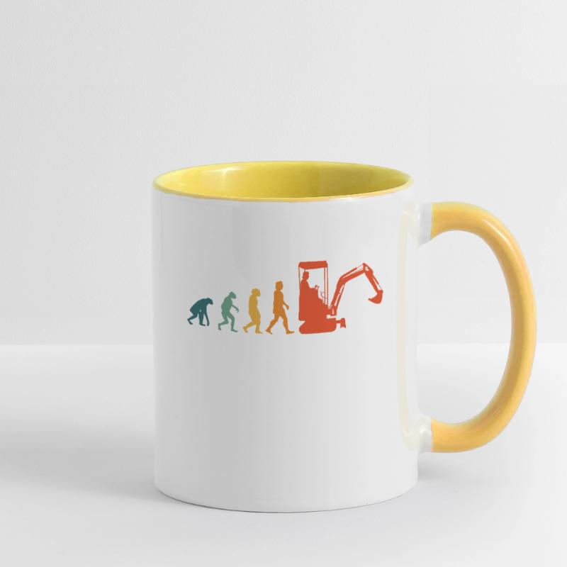 Excavator Operator Evolution Retro Contrasting Mug