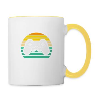 4. Klasse Level Complete Zocker Gamer Gaming Grund - Tasse zweifarbig - Weiß/Gelb - Rechts