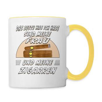 CIGAR AND WHISKEY - Tasse zweifarbig - Weiß/Gelb - Rechts