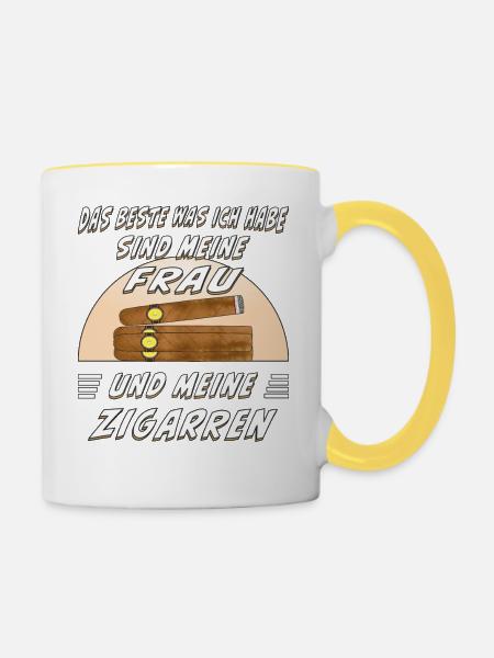 CIGAR AND WHISKEY - Tasse zweifarbig - Weiß/Gelb