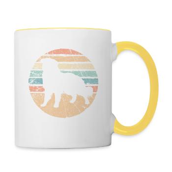 Rétro Australien Shepherd Vintage Shepherd Chien - Mug contrasté - blanc/jaune - Droite