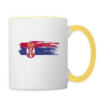 Serbische Flagge Serbe Serbin Serben Serbien - Tasse zweifarbig - Weiß/Gelb - Rechts