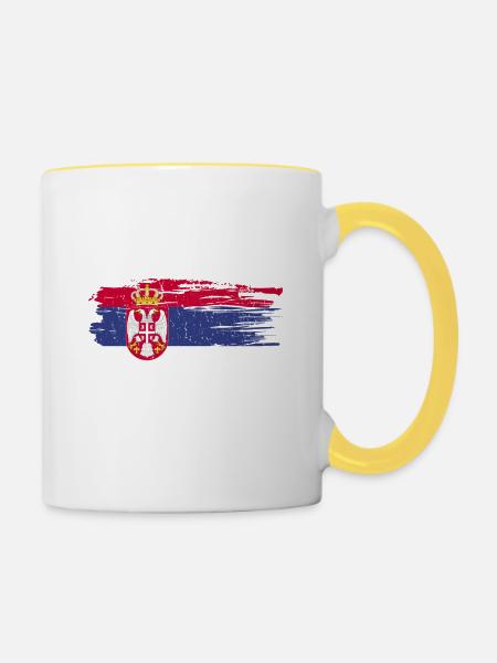 Serbische Flagge Serbe Serbin Serben Serbien - Tasse zweifarbig - Weiß/Gelb