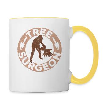 Baumklettern Baumpfleger Arborist Baumkletterer - Tasse zweifarbig - Weiß/Gelb - Rechts