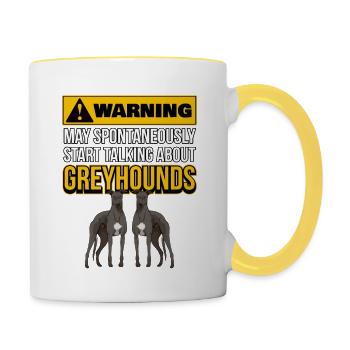 Lévrier May Start Talking About Greyhounds - Mug contrasté - blanc/jaune - Droite