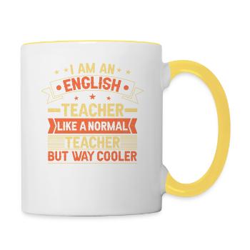Englisch Lehrer - Tasse zweifarbig - Weiß/Gelb - Rechts