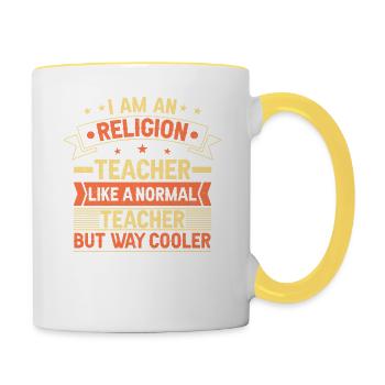 Professeur de religion - Mug contrasté - blanc/jaune - Droite
