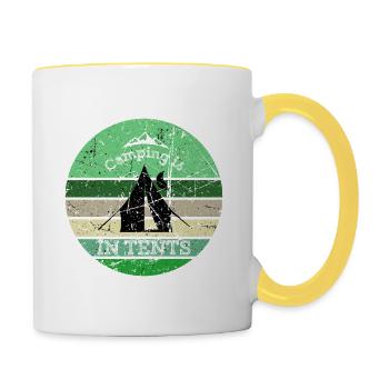 Camping Camping is in Tents - Contrasting Mug - white/yellow - Right
