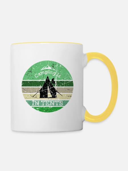 Camping Campen Zelten - Tasse zweifarbig - Weiß/Gelb