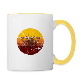 Biene Retro - Tasse zweifarbig - Weiß/Gelb - Rechts