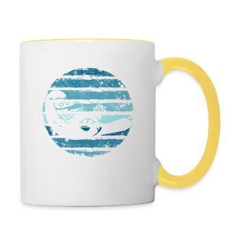 Retro Schnabeltier Vintage Platypus - Tasse zweifarbig - Weiß/Gelb - Rechts
