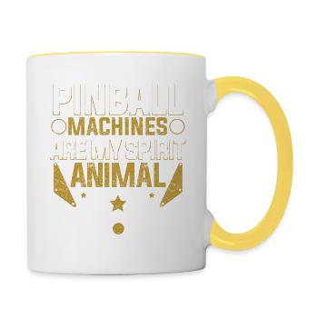 Retro Pinball Flipper Vintage Arcade Gaming - Mug contrasté - blanc/jaune - Droite