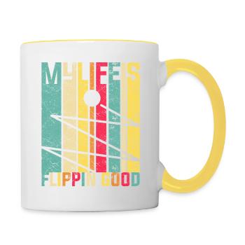 Retro Pinball Flipper Vintage Arcade Gaming - Mug contrasté - blanc/jaune - Droite