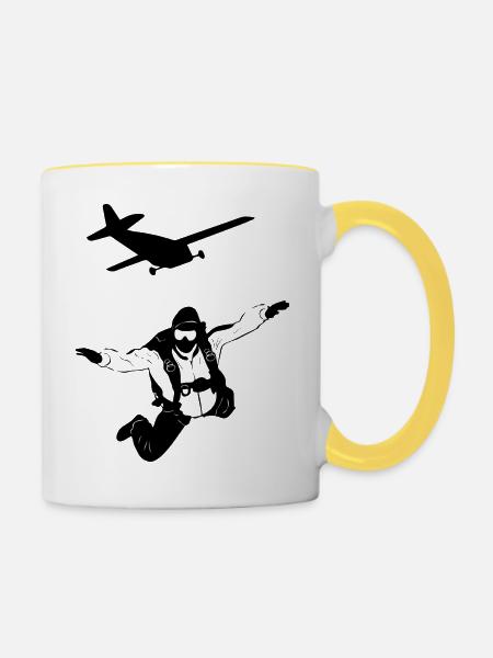 glider parachute drone - Tasse zweifarbig - Weiß/Gelb