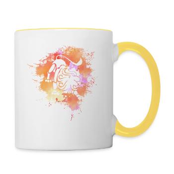 Lion Signe astrologique Horoscope Astrologie - Mug contrasté - blanc/jaune - Droite