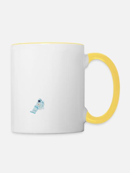 AstronautEnschaukel Mond - Tasse zweifarbig - Weiß/Gelb