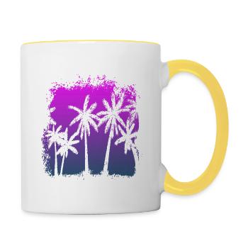 Palmen - Tasse zweifarbig - Weiß/Gelb - Rechts